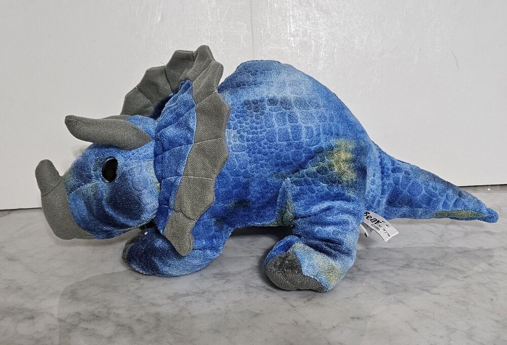 Vintage 19" The Bear Factory Blue TRICERATOPS 2001 Plush Stuffed Animal